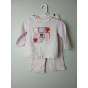 Vtg Mini Wear Y2K Pink Heart Ribbed 2Pc Outfit Infant 18Months